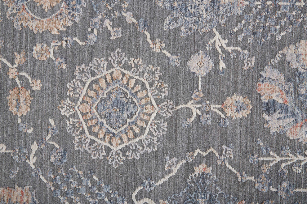 Weave & Wander Sybil Transitional Oriental Style Rug, Charcoal/Biscuit Tan, 9' X