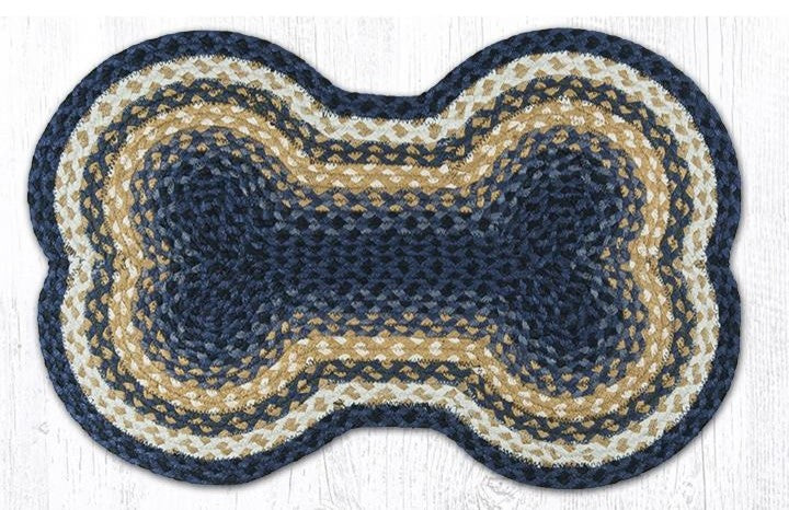 Earth Rugs DB-79 Lt. Blue / Dk. Blue / Mustard Large Dog Bone 18" x 28"