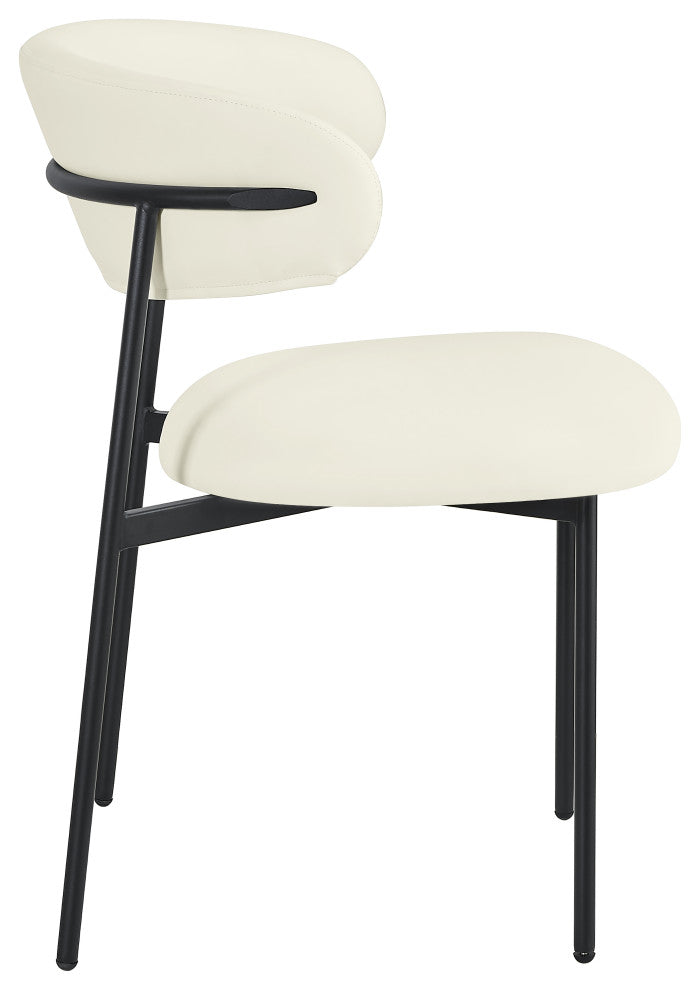 Lupita Vegan Leather Dining Chair, Set of 2, Cream, Matte Black Finish