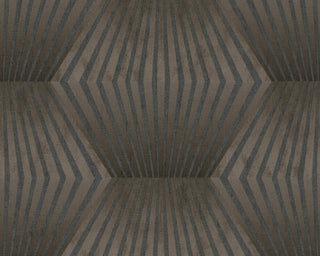 Geometric Faux Textured Wallpaper Featuring 3D Figures, 382042