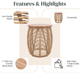 Iris Rattan Coffee/ End Table, End Table