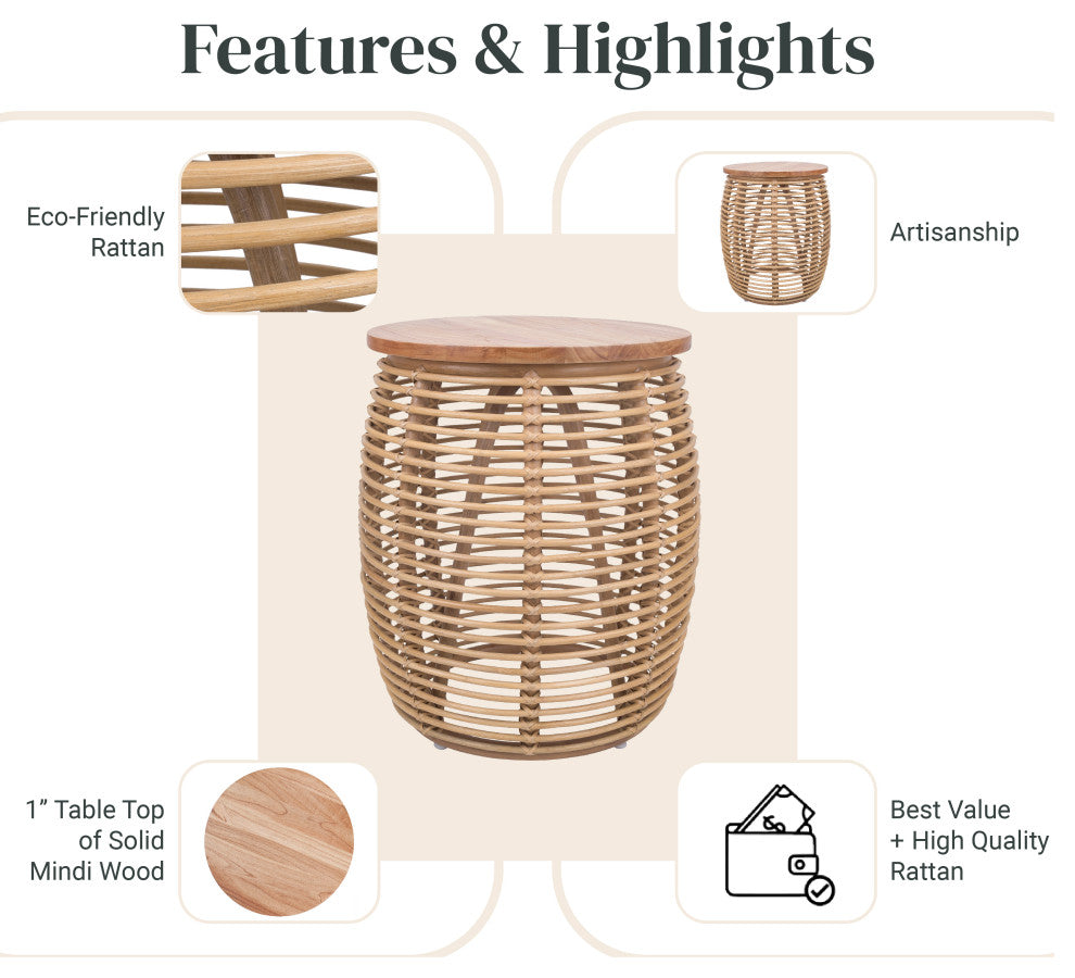 Iris Rattan Coffee/ End Table, End Table