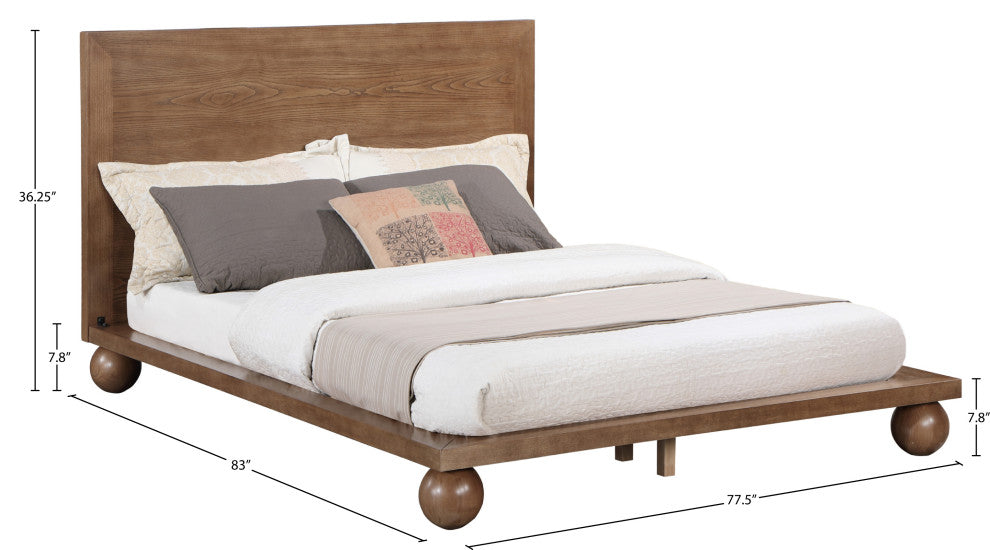 Kent Solid Ash Wood Bed, Walnut, King