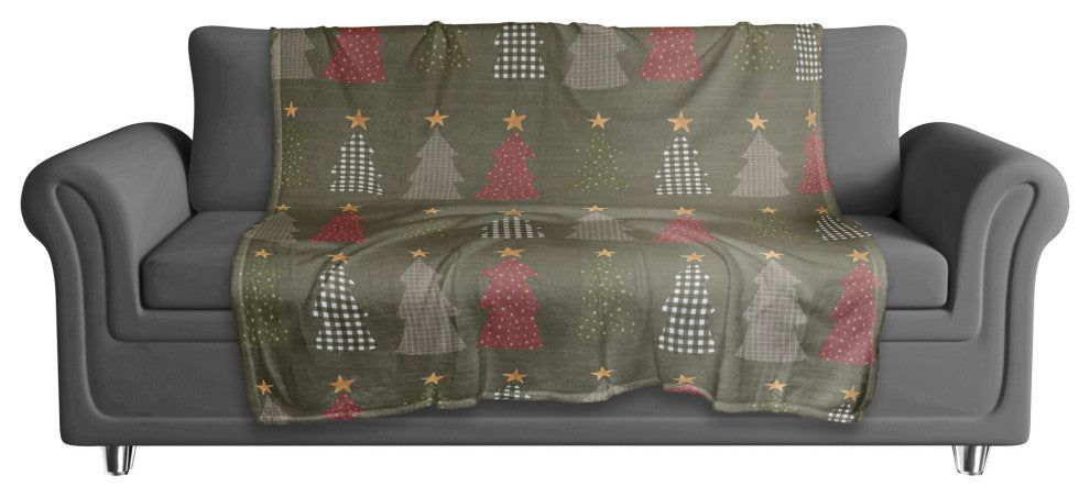 Green Tree Pattern 50x60 Coral Fleece Blanket