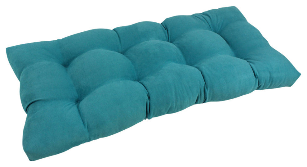 42"x19" Squared Micro Suede Tufted Loveseat Cushion, Aqua Blue