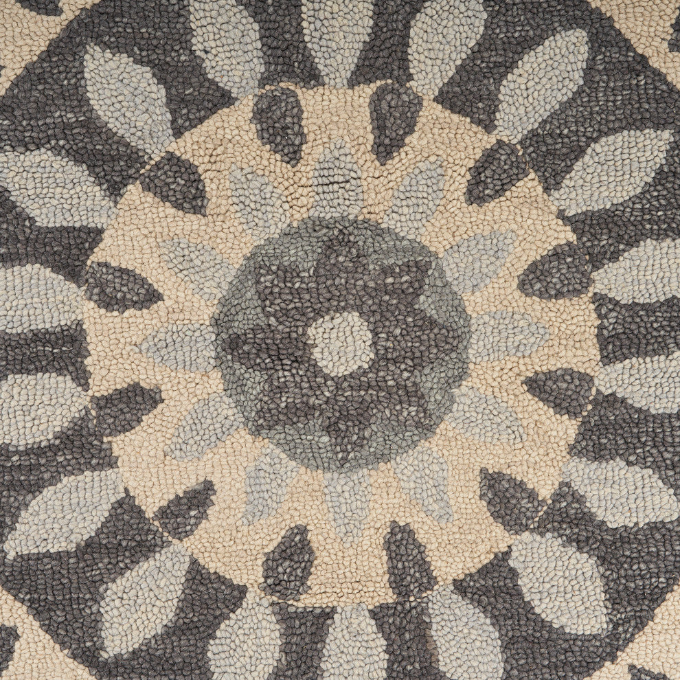 Modern Bloomed Mandala Area Rug, 4' Round