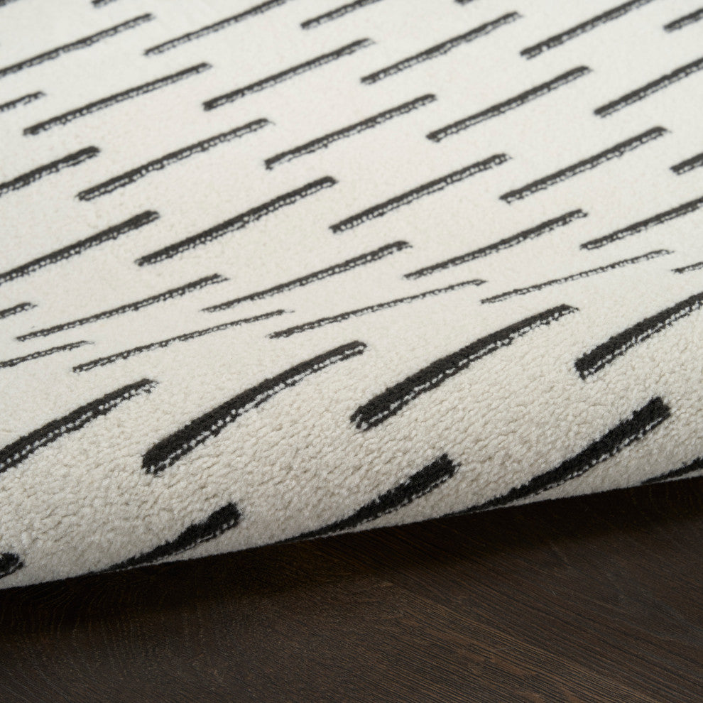 Nourison Nordic 2' x 6' Ivory Black Scandinavian Indoor Rug