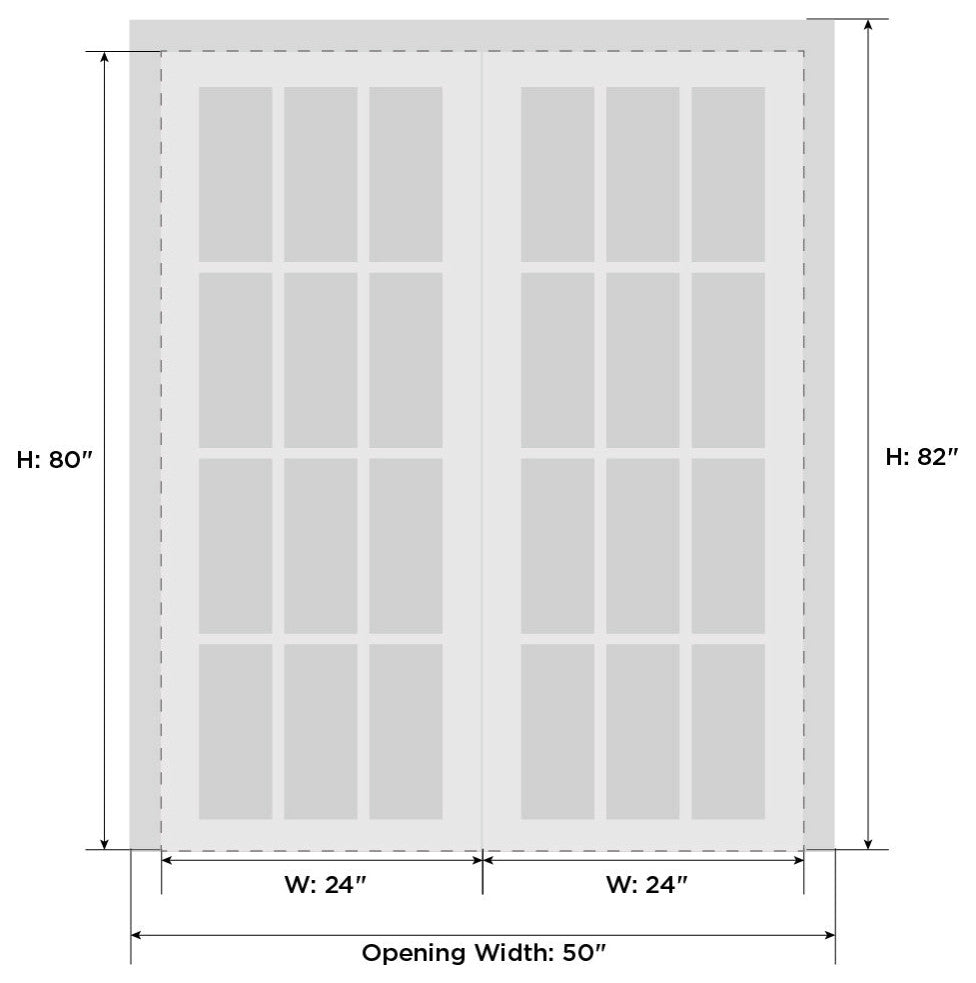 Interior French Double Doors Frosted Glass|Quadro 4266 White Silk -48x80
