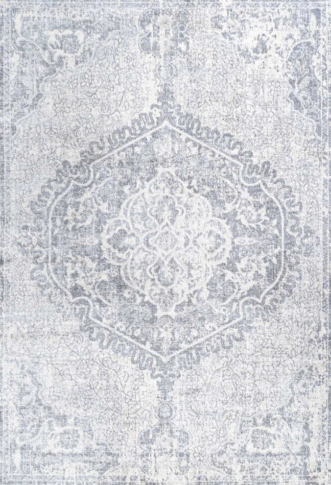 Modern Persian Medallion Gray/Ivory 3'x5' Area Rug