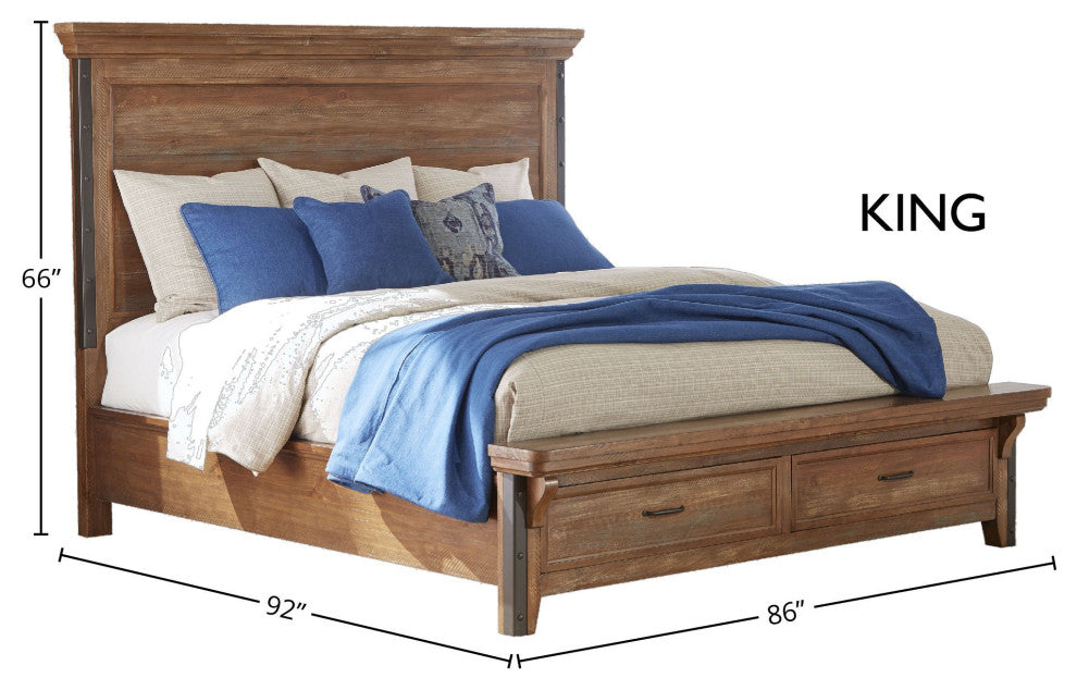 Taos Panel Bed, Canyon Brown,King, Storage