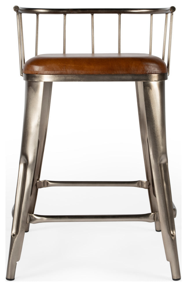 Butler Coriander Iron and Leather Counter Stool