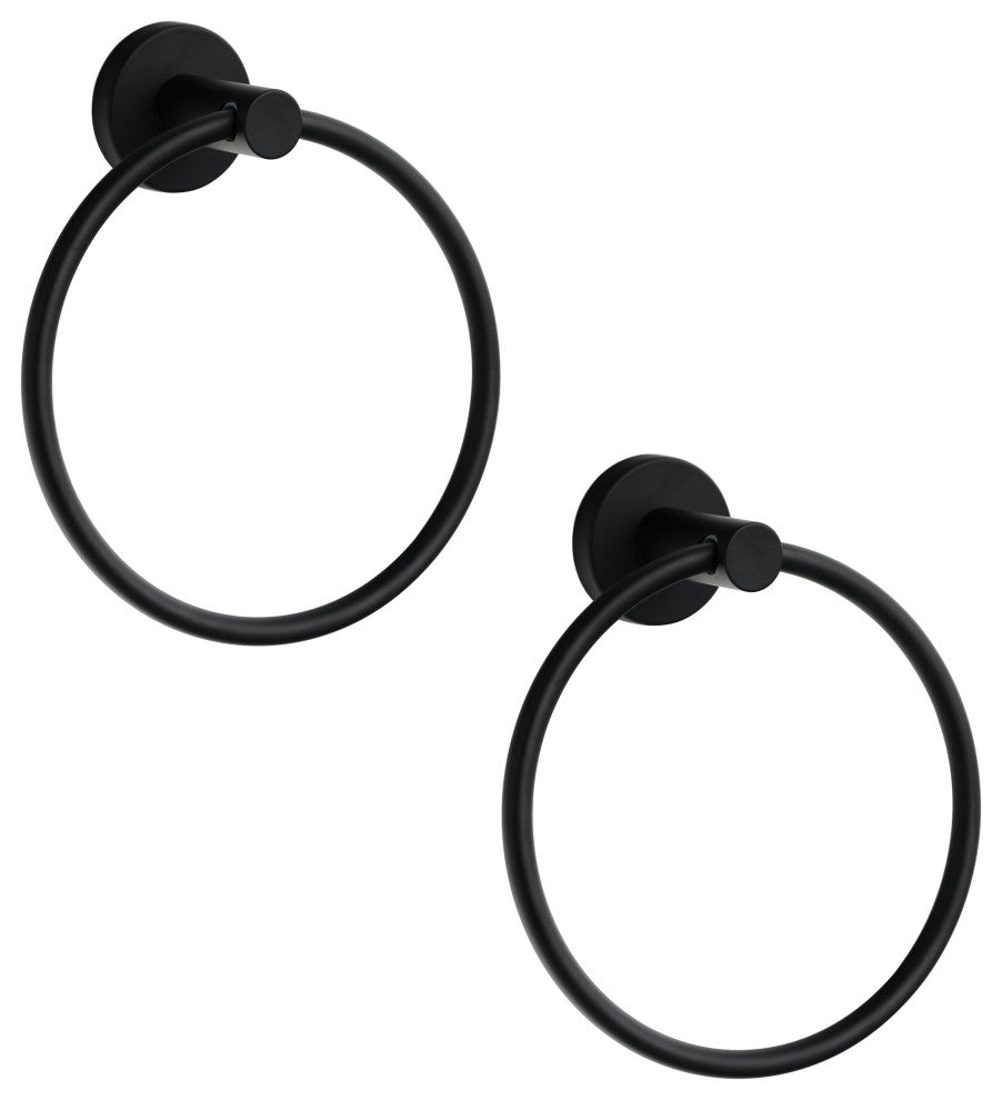 Elizabeth Wall Mounted Towel Ring in Matte Black (Set of 2)