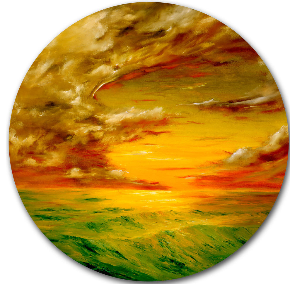Santa Rosa California, Landscape Painting Disc Metal Artwork, 36"