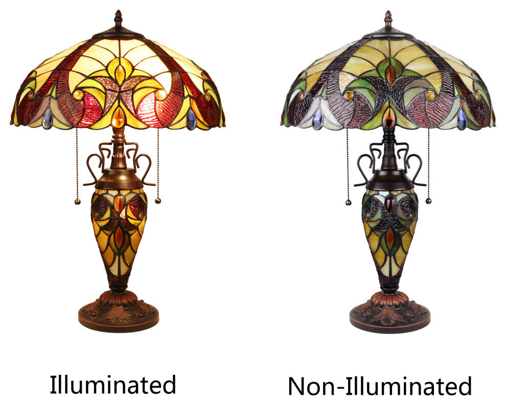 Adia Victorian-Style 3 Light Double Lit Table Lamp 16" Wide
