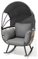 Egg Chair Outdoor Aluminum Rocking Lounge With Folding Canopy in Gray Finish, Gray