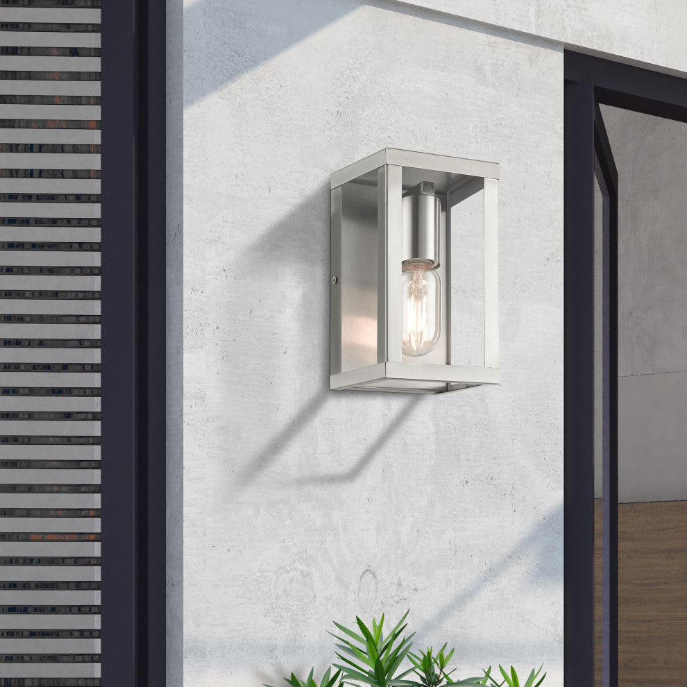 Livex Lighting Gaffney 1-Light Brushed Nickel Outdoor Small Wall Lantern