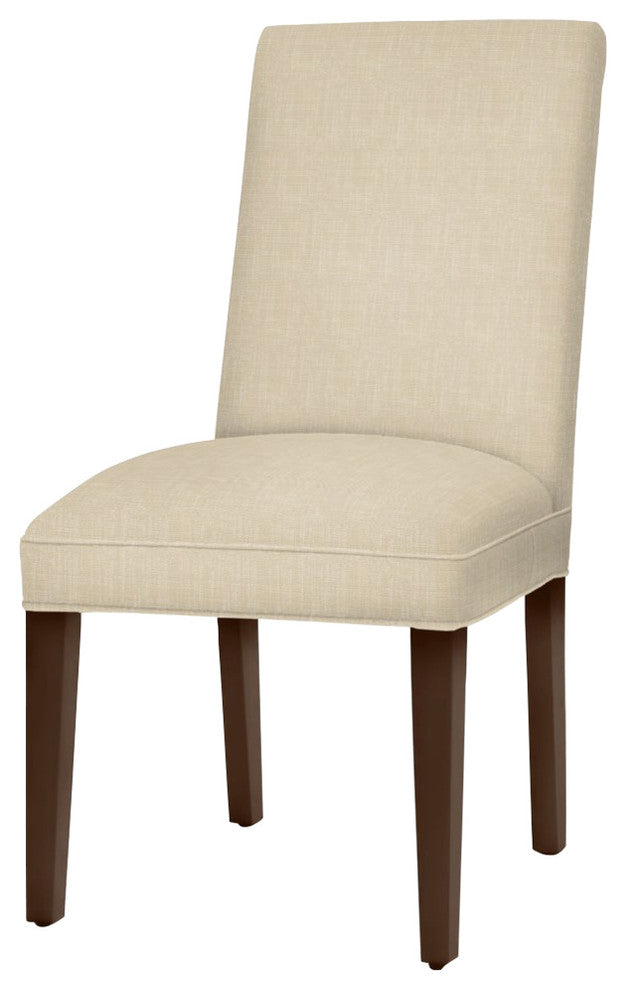Preston Parsons Dining Chair With Brown Cherry Tapered Legs, Cream