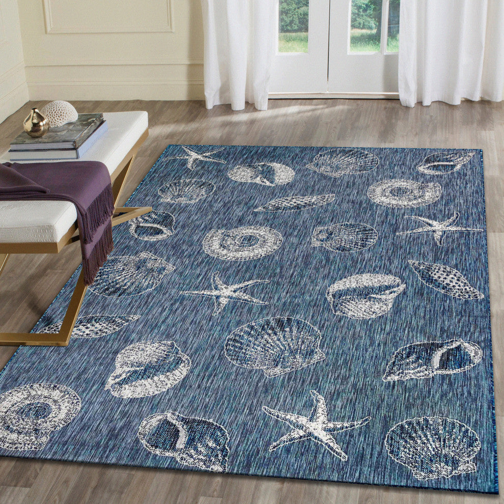 Carmel Shells Indoor/Outdoor Rug, Navy, 7'10"x9'10"