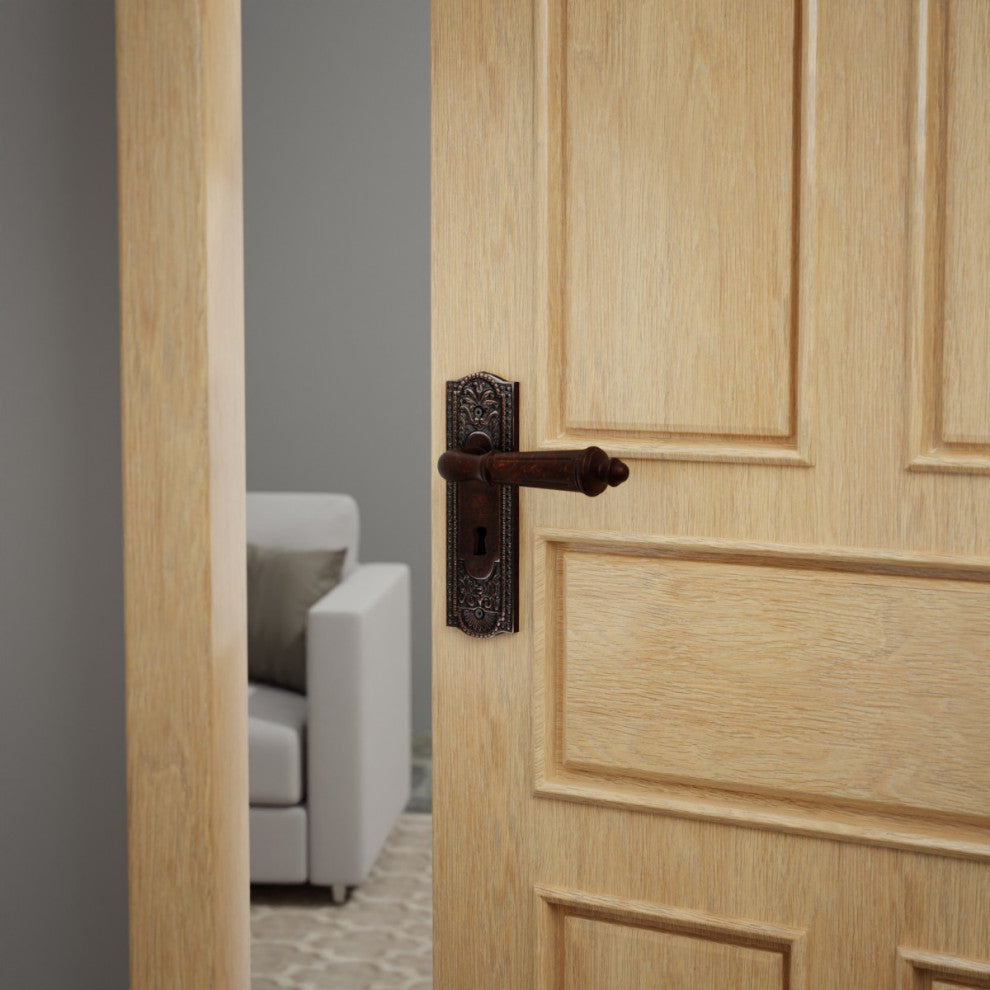 Door Back Plate Oil Rubbed Bronze Solid Brass Beaded With Keyhole 7 1/4" H 2 Set