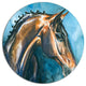 Brown Horse On Blue Watercolor, Animal Round Wall Art, 11"
