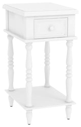 Adams Accent End Table With Drawer, 27" Tall, Off White