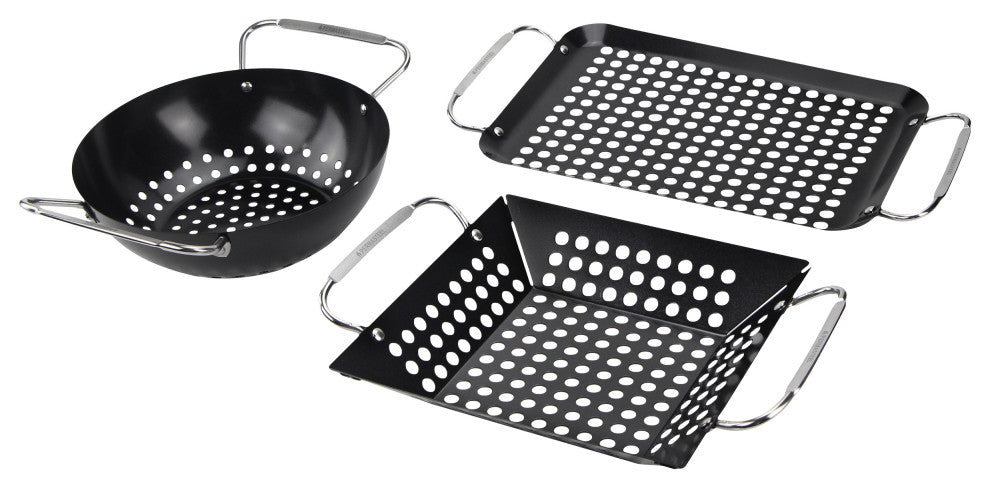 Permasteel Porcelain Coated Grill Basket 3pc-Set