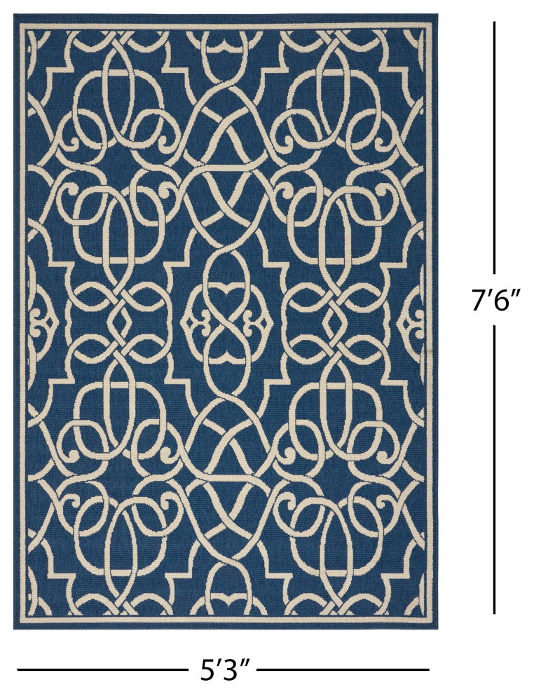 GDF Studio Alfonso Indoor Geometric 5x8 Area Rug, Navy and Ivory