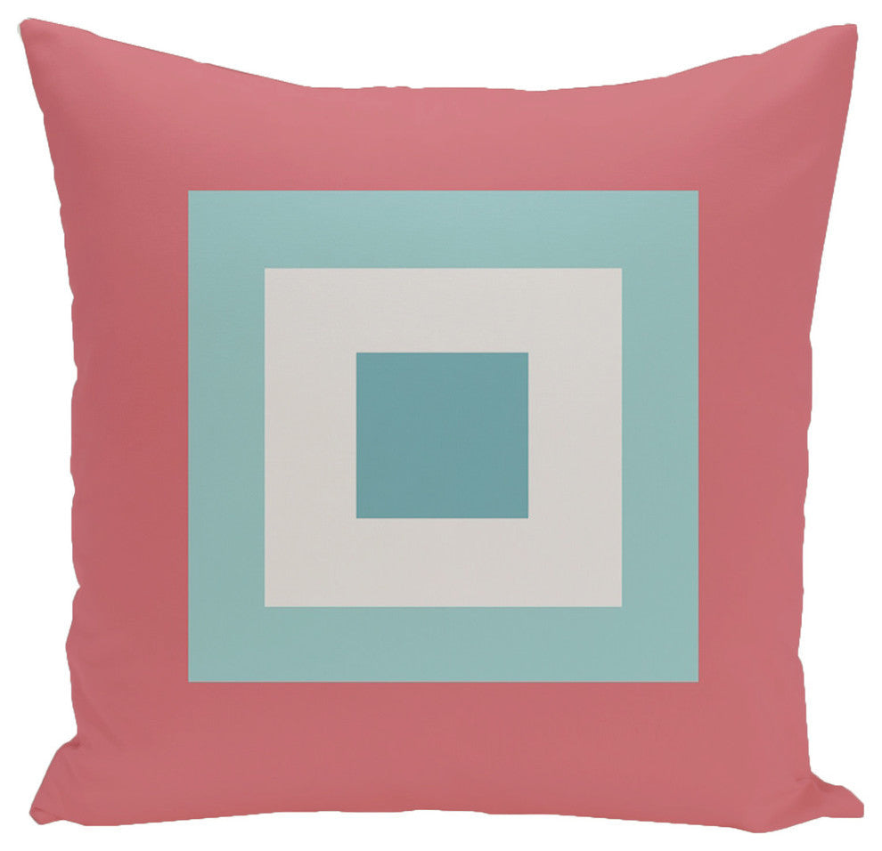 Geometric Decorative Pillow, Coral Bahama, 18"x18"