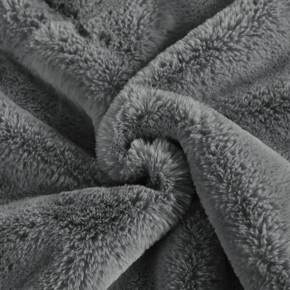 Fox Faux Fur Throw Blanket, Cloudburst, 60''x80''