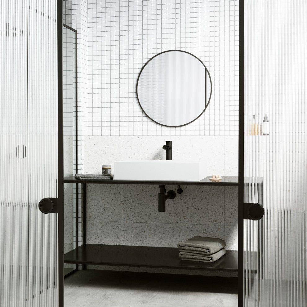 VIGO Montauk 23"L x 15"W x 5"H Matte Stone Rectangular Bathroom Vessel Sink