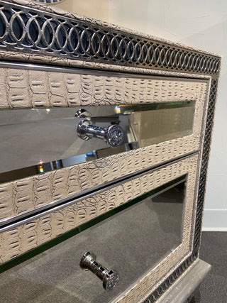 Hollywood Swank Upholstered Nightstand, Crystal Croc