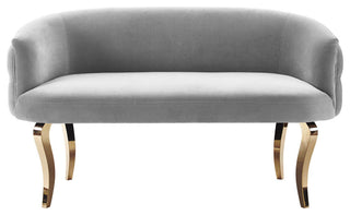TOV Furniture Adina Grey Velvet Loveseat with Gold Legs