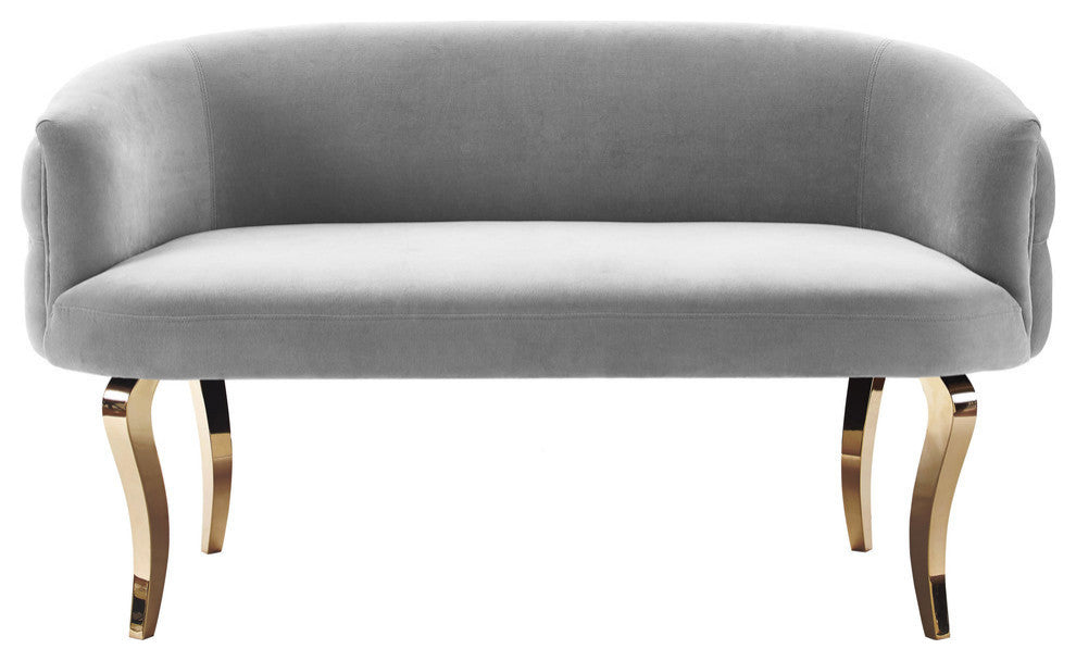 TOV Furniture Adina Grey Velvet Loveseat with Gold Legs