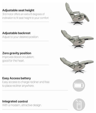 Sofer Zero Gravity Power Recliner, Adjustable, Bordeaux