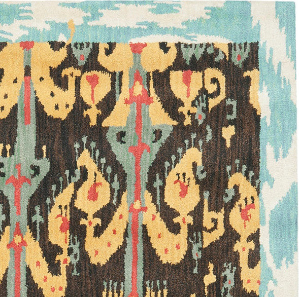 Safavieh Ikat Ikt221A Charcoal, Blue Area Rug