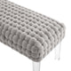 Ottoman Bench, Gray, Velvet, Modern, Mid Century Hotel Lounge Cafe