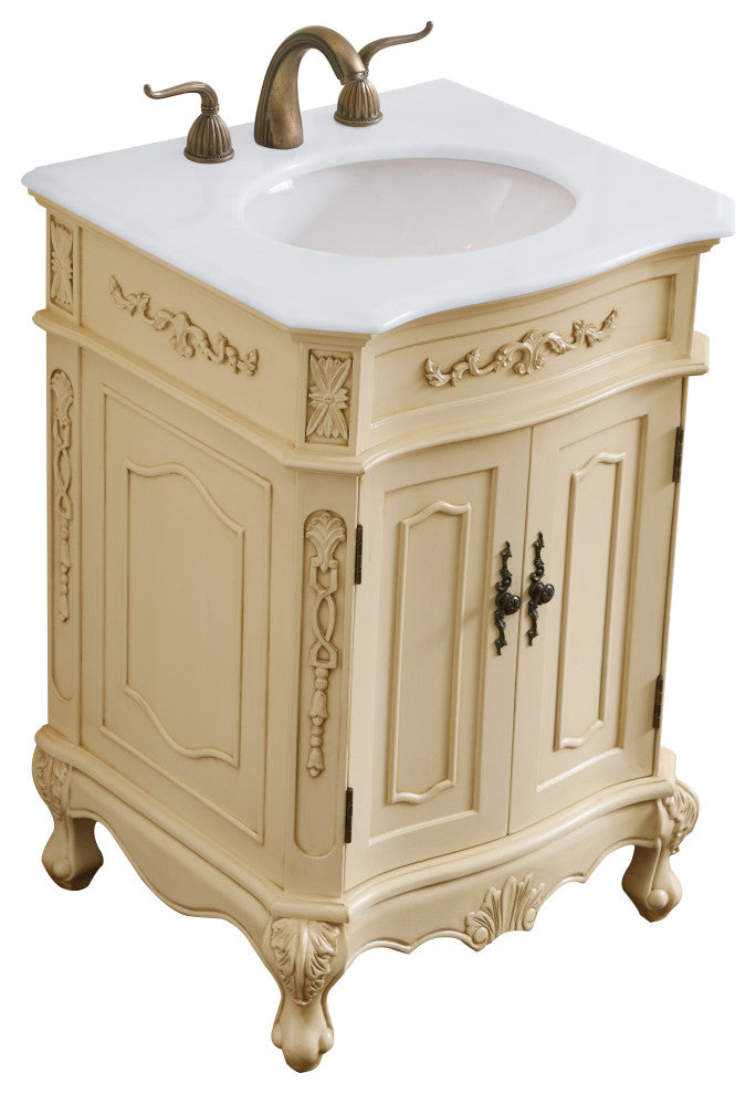 Bathroom Vanity, Light Antique Beige, 24", Single Sink
