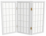 2' Tall Desktop Window Pane Shoji Screen, White, 3 Panels