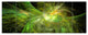 Green on Black Fractal Illustration, Abstract Canvas Print, 70"x28", 6 Panels