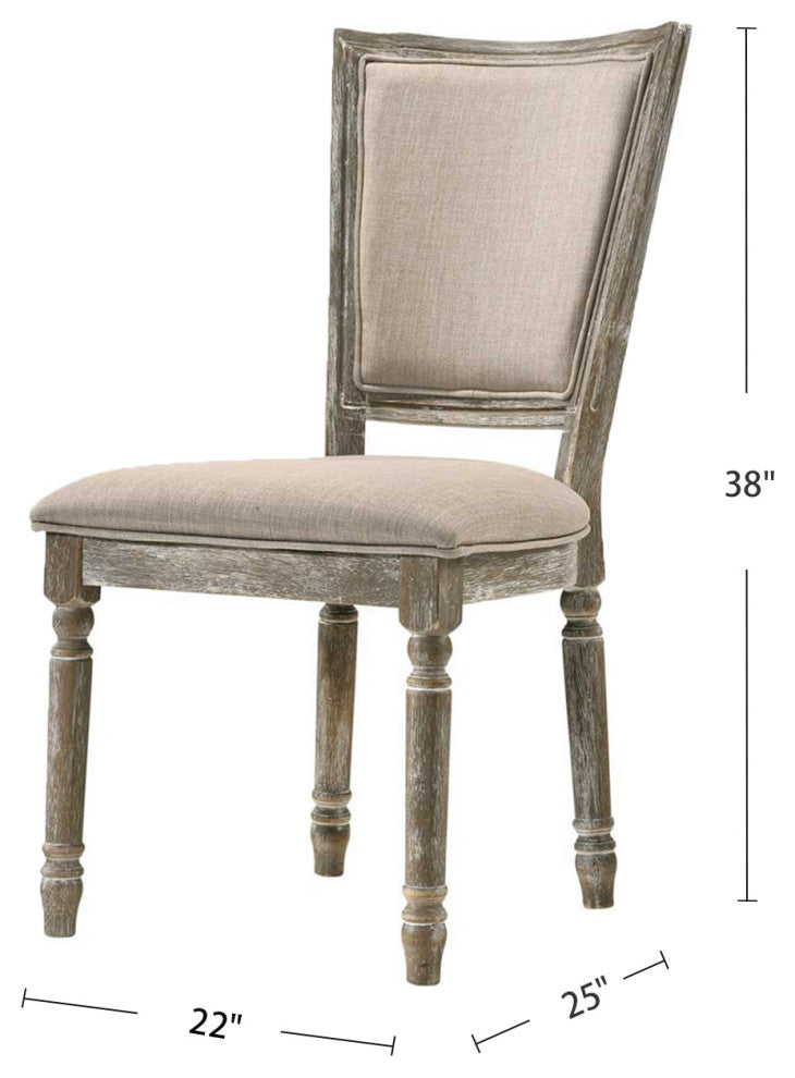 Set of 2 Upholstered Side Chair, Reclaimed Gray Finish
