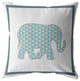 18 Blue White Elephant Boho Suede Throw Pillow