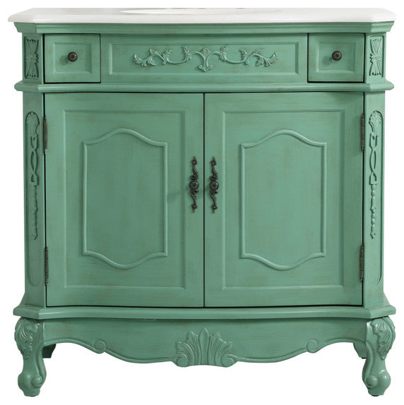36" Single Bathroom Vanity, Vintage Mint