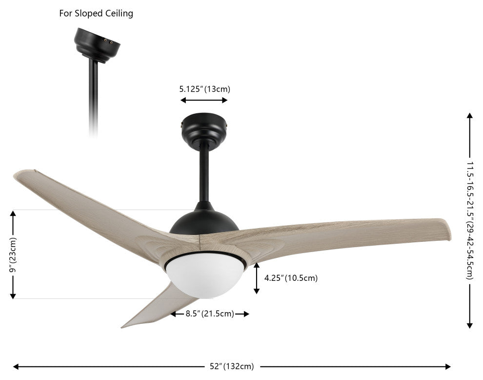 Sully 52" App/Remote 6-Speed LED Ceiling Fan, Gray Wood/White