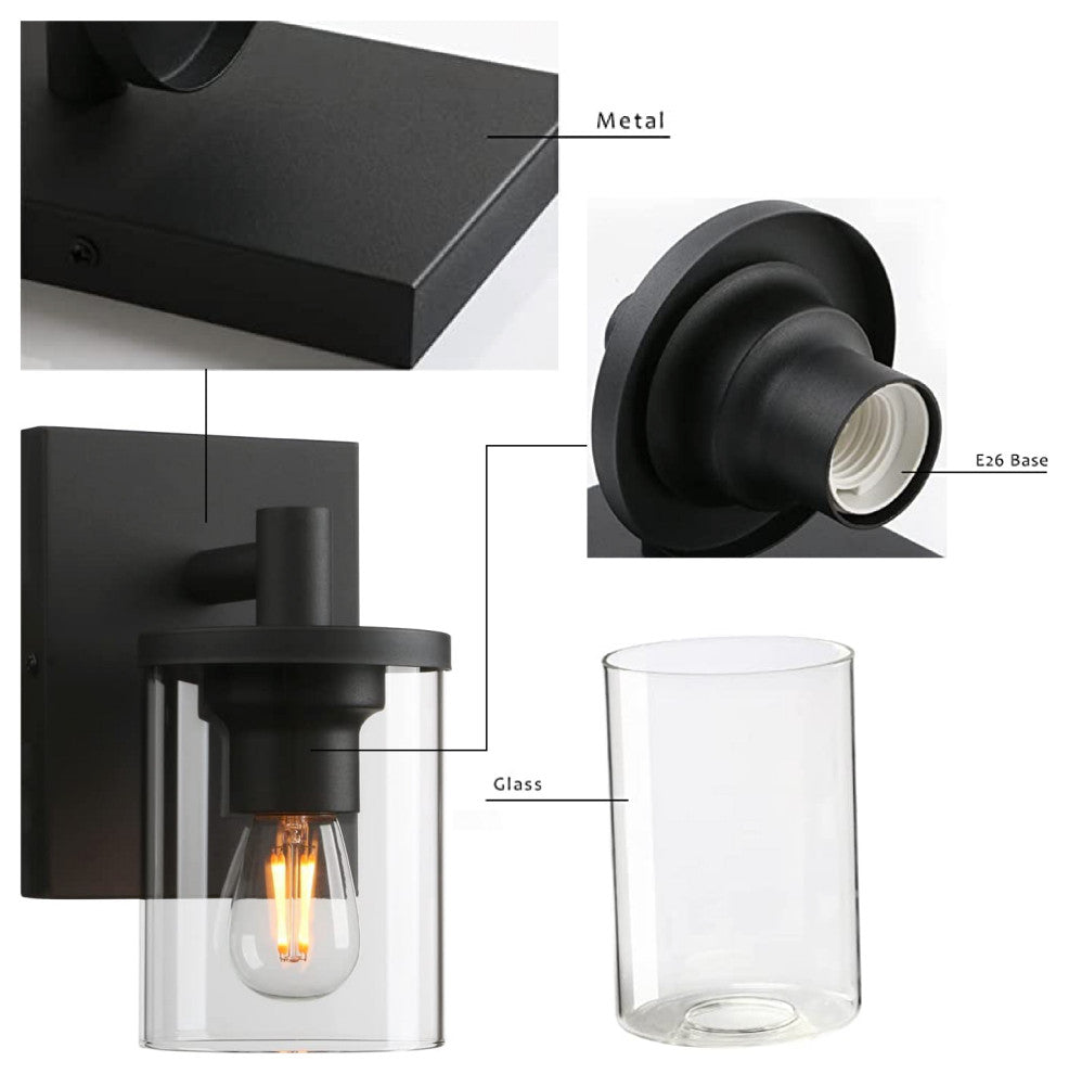 1-Light hallway light wall Black wall sconce Metal wall mounted light fixture