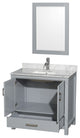 Wyndham WCS141436SGYCMUNSM24 Vanity Gray + Carrera Marble Top and Square Sink