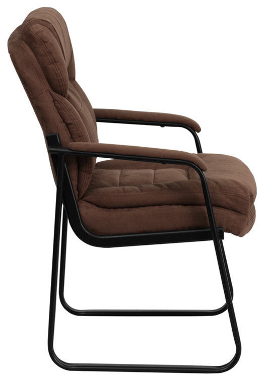 Microfiber Executive Side Chair with Sled Base, Brown
