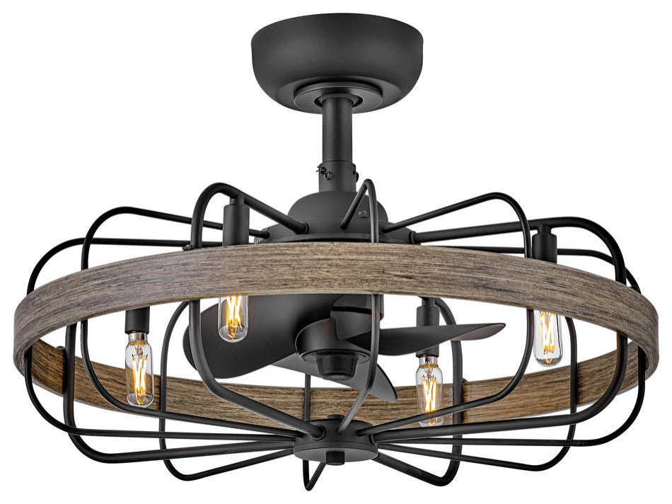 Eli 22" LED Fandelier, Matte Black