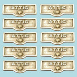10 Switch Plate Tags ATTIC Name Signs Labels Lacquered Brass |