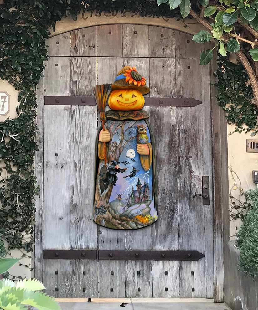 Halloween Scare Craw Pumpkin Head Door Hanger