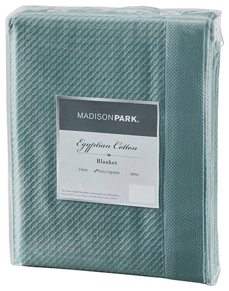 Madison Park Egyptian Cotton All-Season Woven Bedding Blanket, Teal
